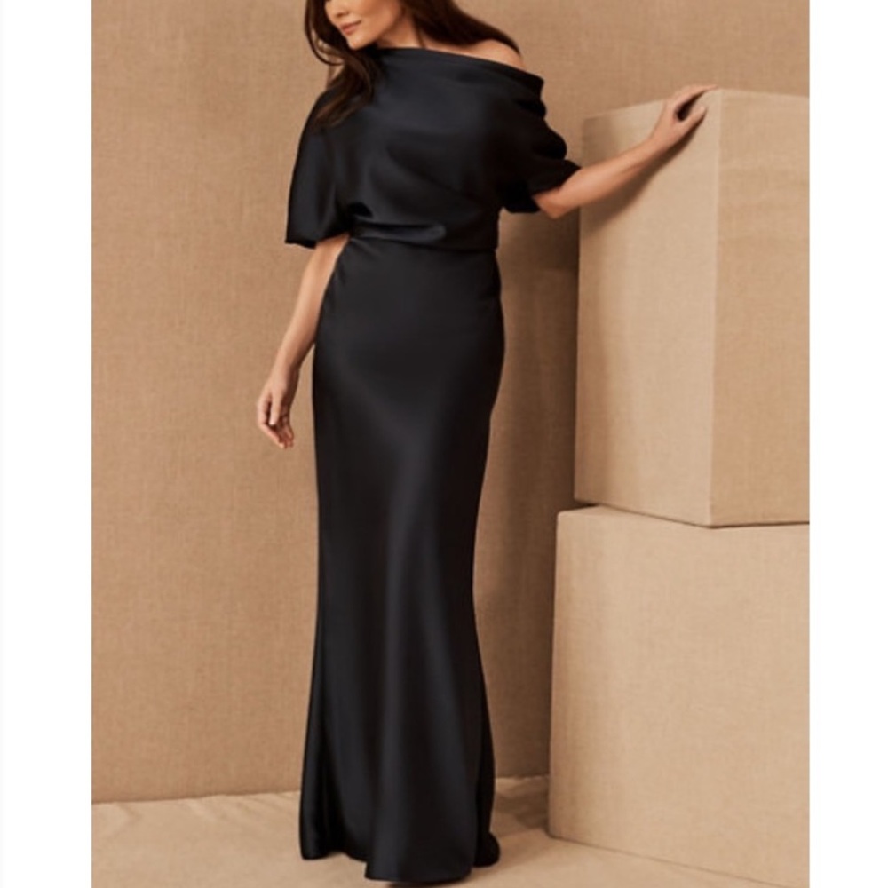 Amsale BHLDN Pryce Off-the-Shoulder Column Dress Anthropologie